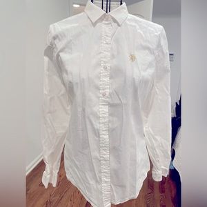 US Polo Association white dress button down shirt for women